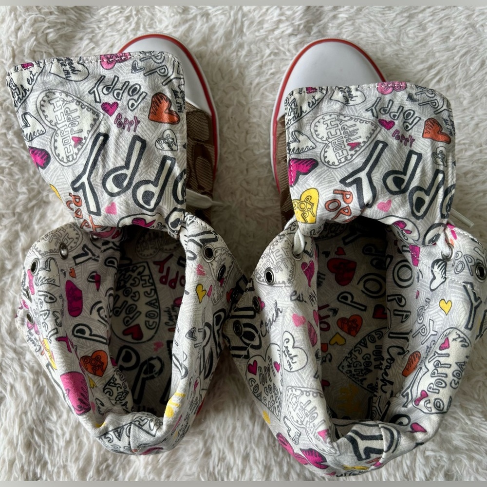 Coach Bonney Sneakers Womens Logo Fold Colorful High Tops Shoes Size 10 B - Picture 6 of 9